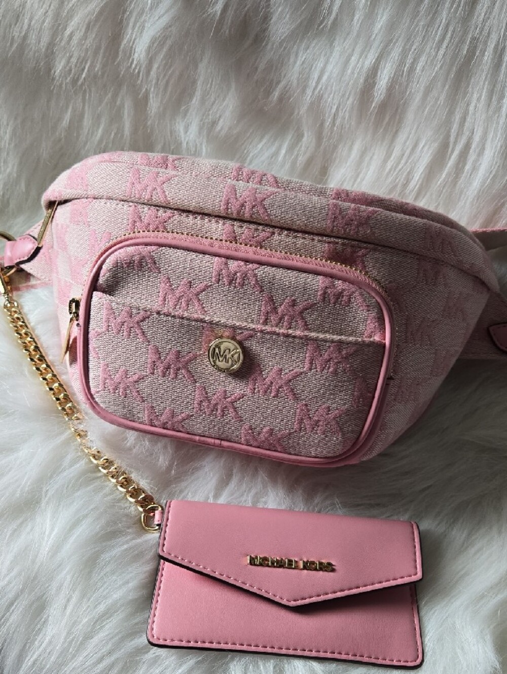 Michael Kors Pink Logo Crossbody Belt Bag with Gold Hardware - Picture 10 of 13